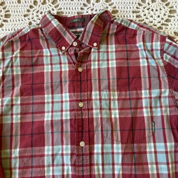 Men’s Eddie Bauer Classic Fit Red Plaid Classic Fit Button Up Shirt Size Large - Picture 4 of 11